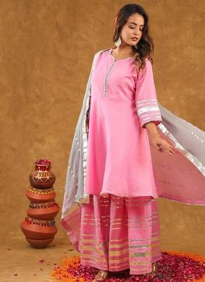 Pink gotta sharara set with duppta 3