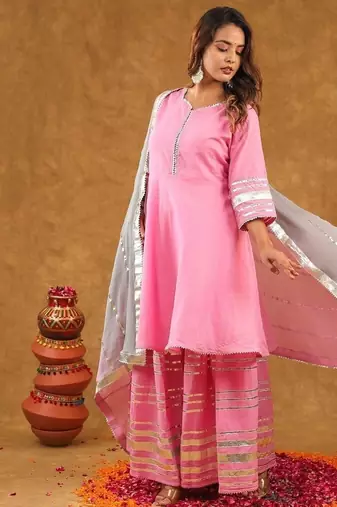 Pink gotta sharara set with duppta