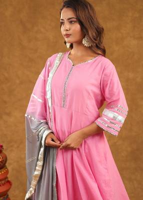 Pink gotta sharara set with duppta 4