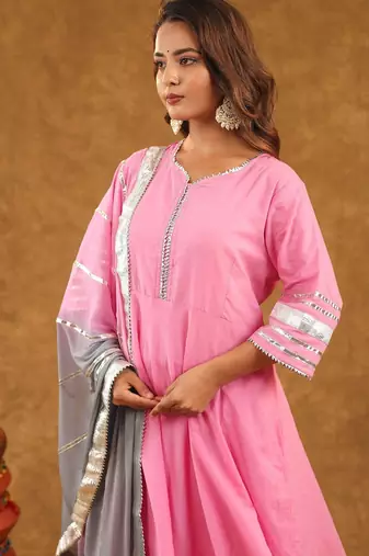 Pink gotta sharara set with duppta