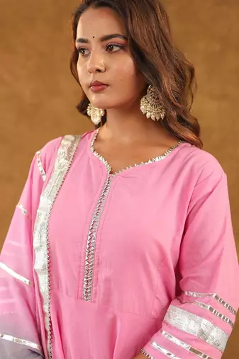 Pink gotta sharara set with duppta