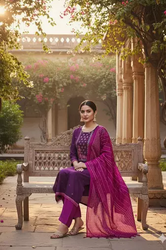 Purple color beautiful formal looks ethnic embroidered suit