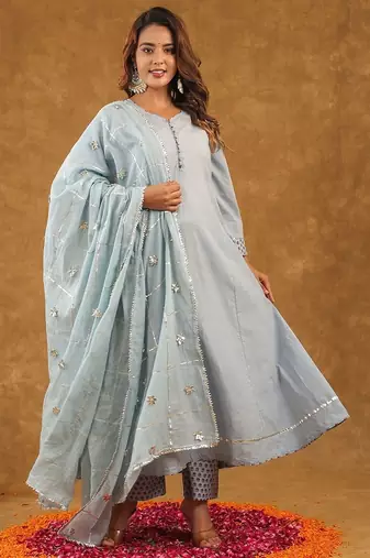 Blue suit set with heavy duptta