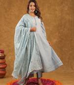 Blue suit set with heavy duptta