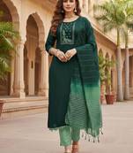 Green color beautiful formal looks ethnic embroidered suit