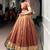 Rust Brown Shimmer Organza Zari Weaving Lehenga Choli with Wine Paithani Dupatta & Batwa