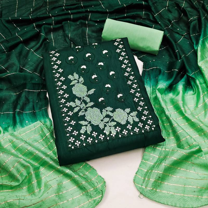 Green color beautiful formal looks ethnic embroidered suit