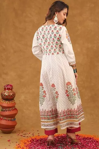 off white kalider sut set with duptta