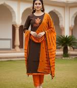 Coffee color beautiful formal looks ethnic embroidered suit