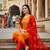 Orange color beautiful formal looks ethnic embroidered suit