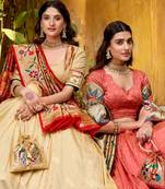 Cream Paithani Silk Zari Weaving Lehenga Choli with Jacquard Dupatta & Batwa