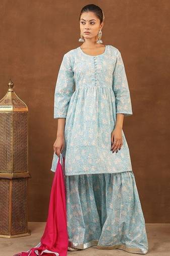 Blue sharara set with duptta