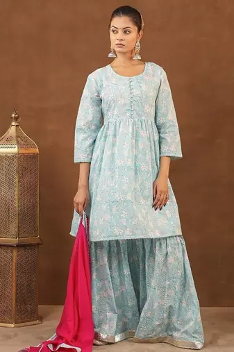 Blue sharara set with duptta