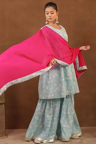 Blue sharara set with duptta