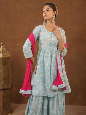 Blue sharara set with duptta 3