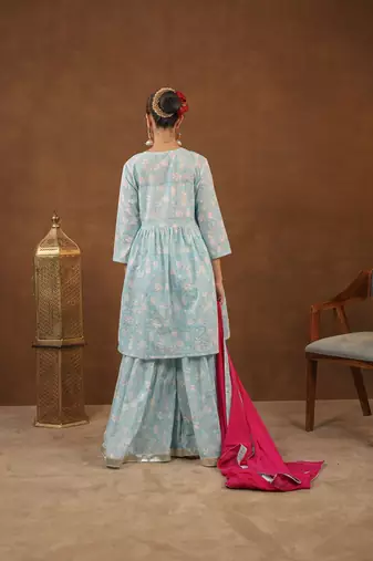Blue sharara set with duptta