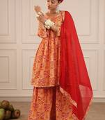 Orange sharara set with duptta