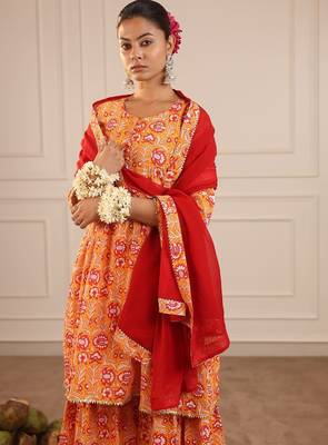 Orange sharara set with duptta 2