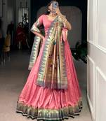 Pink Paithani Silk Zari Weaving Lehenga Choli with Jacquard Dupatta & Batwa