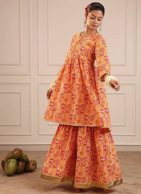 Orange sharara set with duptta 3