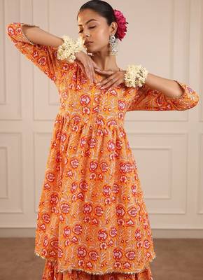 Orange sharara set with duptta 4