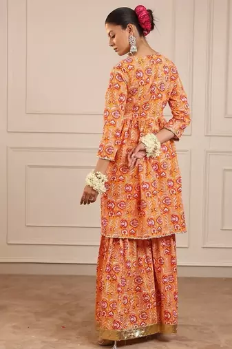 Orange sharara set with duptta
