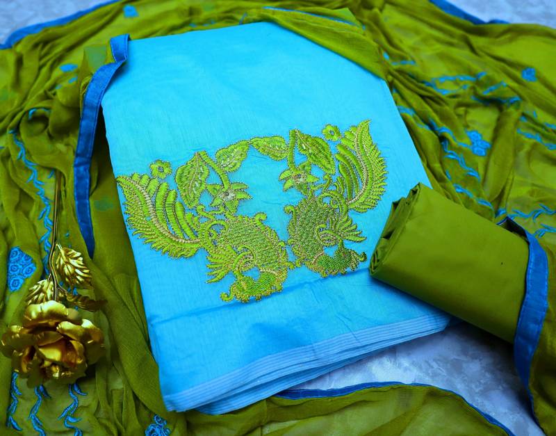 Sea green color beautiful formal looks ethnic embroidered suit