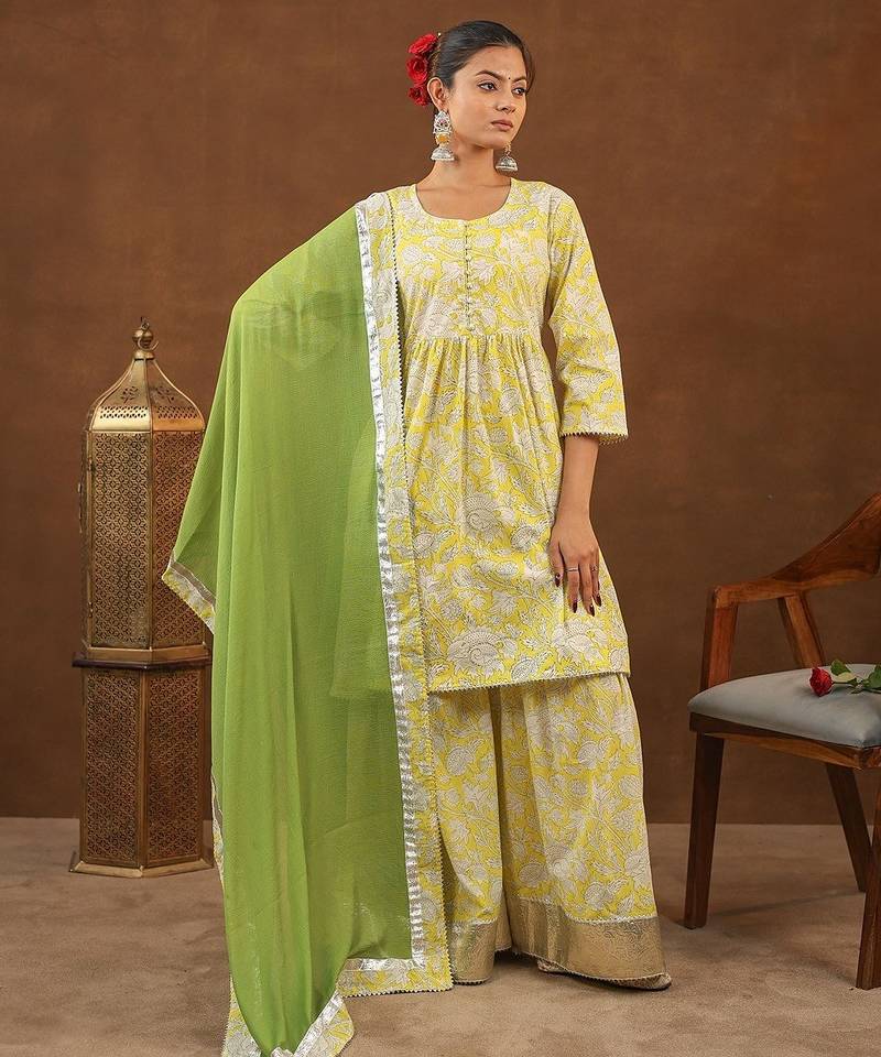 Yellow sharara set with duptta