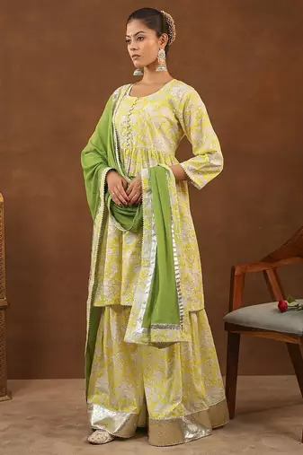 Yellow sharara set with duptta