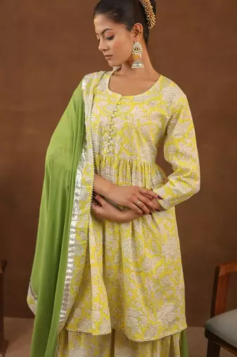 Yellow sharara set with duptta