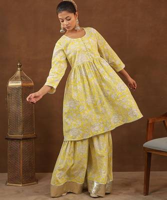 Yellow sharara set with duptta 5
