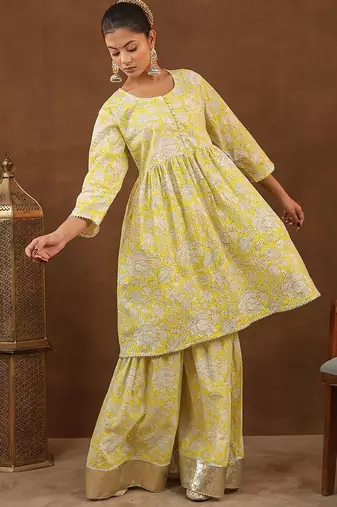 Yellow sharara set with duptta