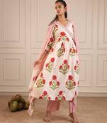 Red butta angrakha suit set