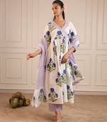 Blue butta angrakha suit set