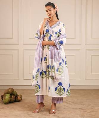Blue butta angrakha suit set 2