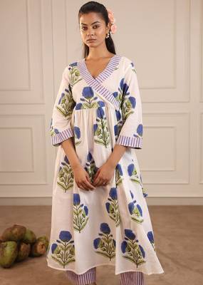 Blue butta angrakha suit set 3