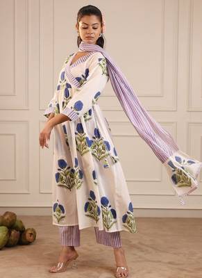 Blue butta angrakha suit set 5