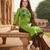 Green color cotton slub fabric designer casual suit with embroidery