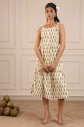 Leaf green butti Kurti