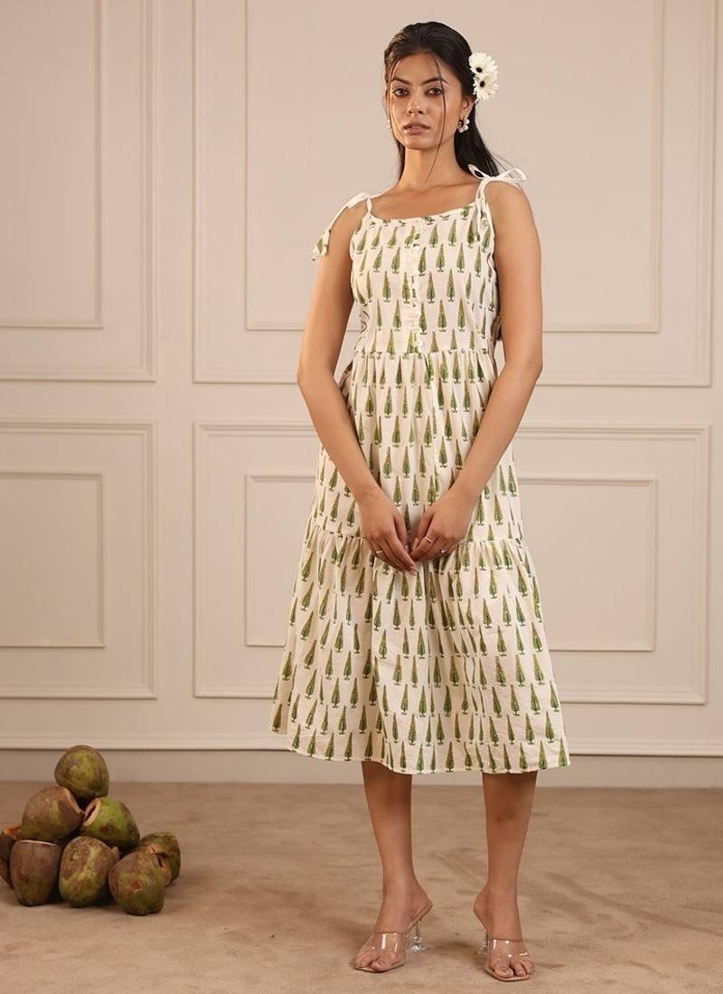 Leaf green butti Kurti