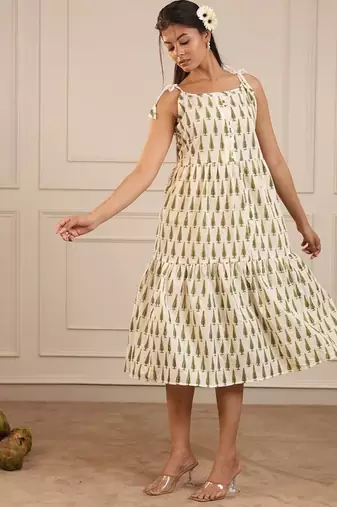 Leaf green butti Kurti