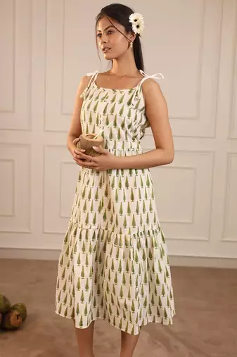 Leaf green butti Kurti