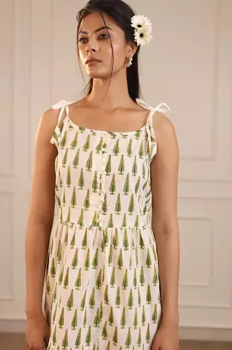 Leaf green butti Kurti