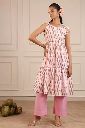 Leaf pink butti suit set
