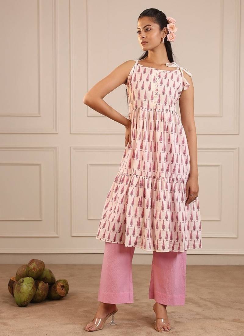 Leaf pink butti suit set