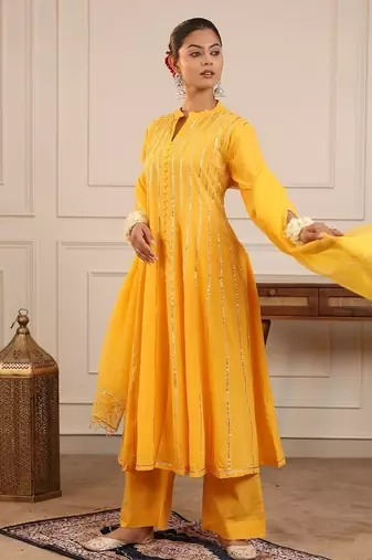 Yellow gotta kalider pant with duptta