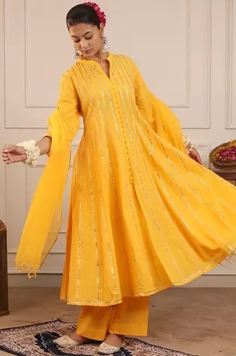 Yellow gotta kalider pant with duptta