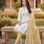 White color cotton slub fabric designer casual suit with embroidery