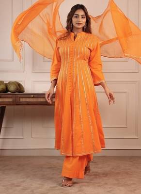 Orange gotta kalider pant with duptta 5