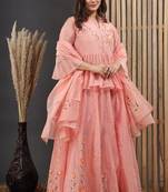 Peach lahnga choli with duptta